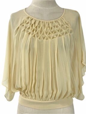 Meadow Rue Pleated Smocked Neck Blouse